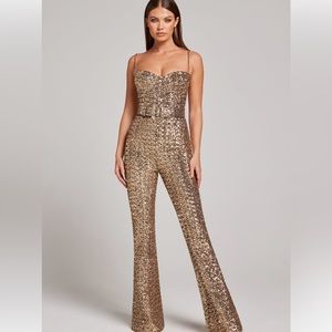 Nadine Merabi Lucinda Gold Jumpsuit